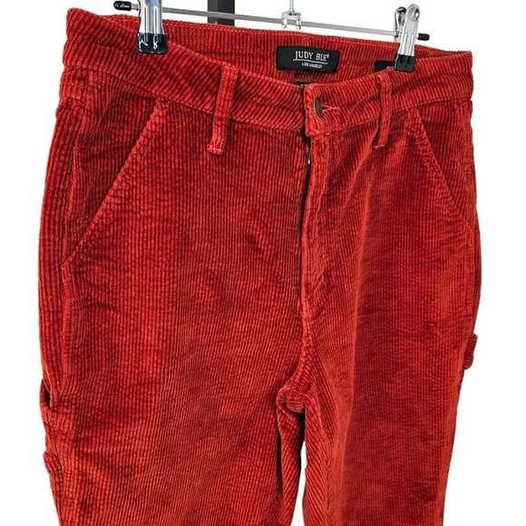Judy Blue Womens High Rise Slim  Fit Corduroy Cargo Jean Pants Size 27 Orange - Picture 4 of 9
